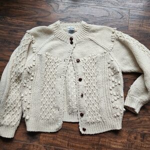 Vintage I.V.Y Fisherman Style Button Front Cardigan Sweater